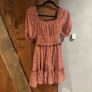 Blue Rain by Francesca’s Floral Puff Sleeve Dress